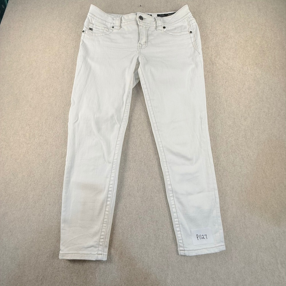 Miss Me Easy Ankle Skinny Jeans White Mid-Rise Size 27 Zipper Back Pocket Denim
